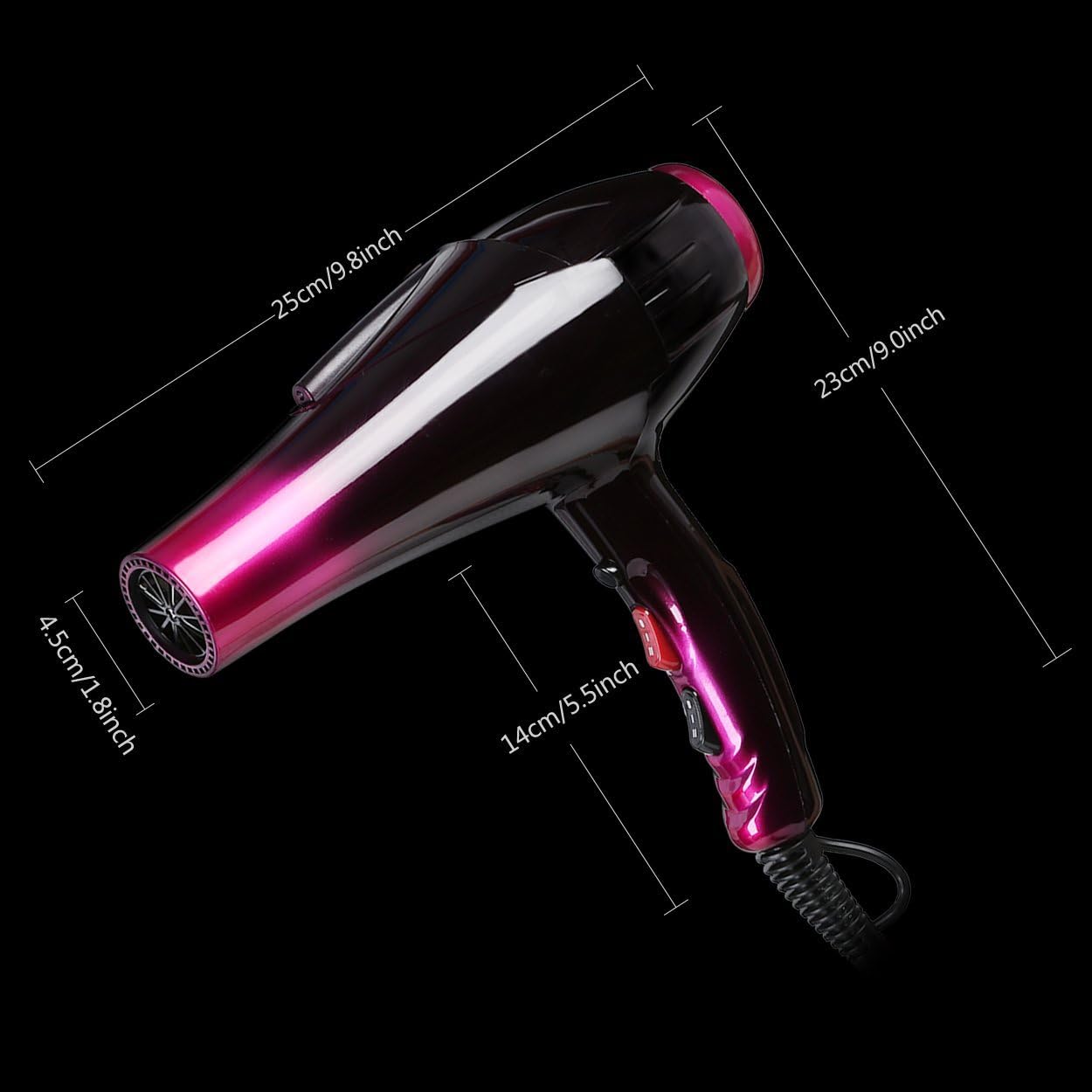 Hair Dryer Professional Blow Dryer Negative Ions 3500W Powerful Fast Drying Low Noise Long Cord Quick Dryer with Nozzle and Diffuser Hair Blow Dryer with 2 Speed and 3 Heat Settings Purple-6